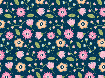 Navy Floral floral illustration illustrator pattern repeat pattern surface design vector