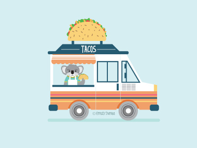Taco Truck illustration illustrator kiwi koala taco truck tacos vector