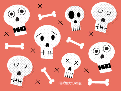 Boneheads bones halloween illustration illustrator skeleton skulls vector