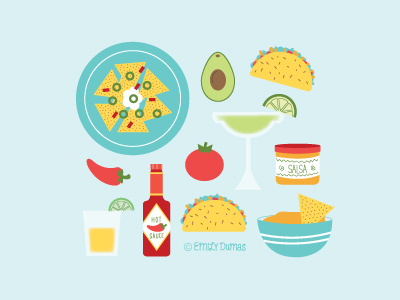 Taco Tuesday avocado hot sauce illustration illustrator margarita taco tuesday tacos vector