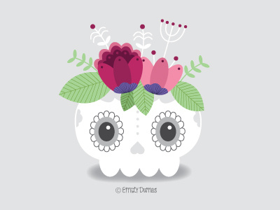 Skull Plant dead flat design flowers illustration illustrator planter skull sugar skull vector