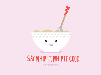 Whip It Good bowl cartoon devo funny humor illustration vector whip it