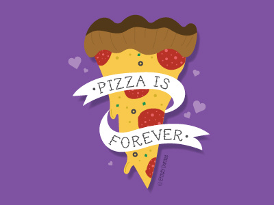 Forever Pizza food lettering old school pizza tattoo vector