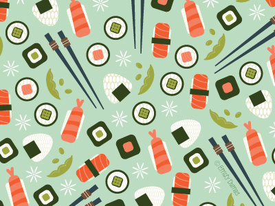 Sushi Pattern food pattern repeat pattern sashimi sushi vector