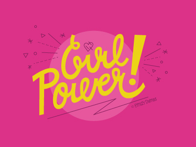 Girl Power bam girl power hand lettering lettering pink vector yellow