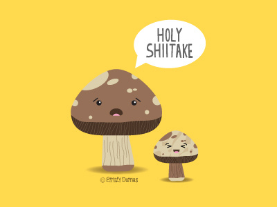 Holy Shiitake emily dumas funny lettering mushroom pun shiitake vector