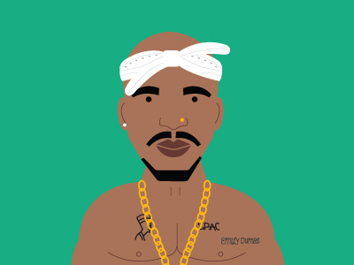 Tupac art emily dumas hip hop portrait rapper tupac vector