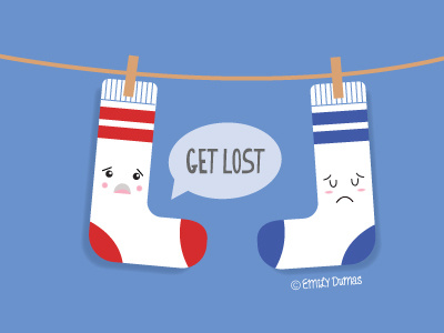 Get Lost emily dumas funny illustration illustrator laundry pun socks vector