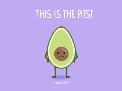 This is the Pits! avocado emily dumas fruit illustration illustrator pun punny vector