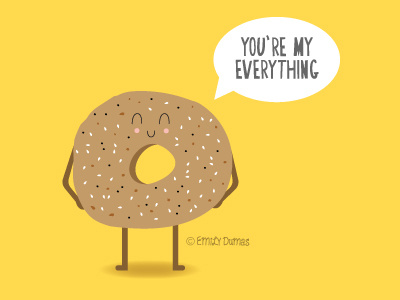 You're My Everything bagel emily dumas everything bagel food pun lettering pun vector