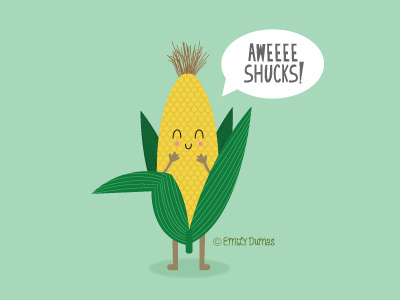Aweeee Shucks! corn corny pun emily dumas food pun funny pun punny vector vegetable