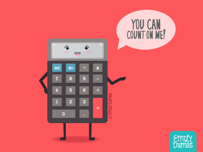 Count on Me calculator emily dumas funny illustration numbers pun vector