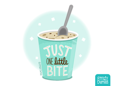 Just One Little Bite emily dumas food illustration handlettering ice cream illustration illustrator lettering pint vector