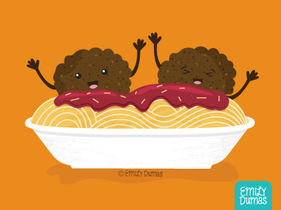Meatballs cute emily dumas food illustration illustration illustrator meatballs pasta sauce vector