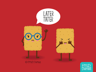 Later Tater | ©Emily Dumas emily dumas food pun illustrator on the bright side punny snack tater tater tots vector