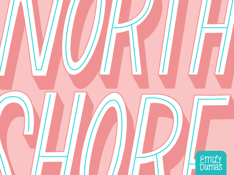 North Shore (Detail) emily dumas pink not a font north shore detail handlettering lettering vector illustrator