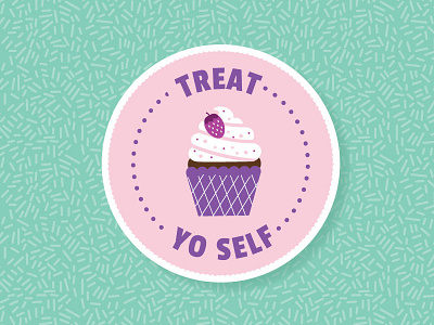 Treat Yo Self cupcake emily dumas frosting illustrator pastel pink purple sprinkles treat yo self vector