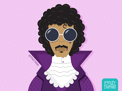Prince emily dumas glasses illustrator portrait prince purple rain vector