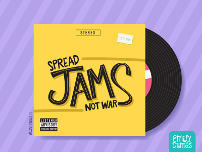 Spread Jams Not War album cover design emily dumas handlettering illustration illustrator lettering record vector vinyl