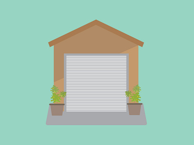 Garage flat garage house outdoor plants vector