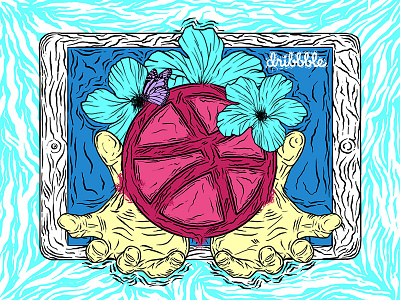 Hands Dribbble drawing dribbble flower hands illustration simple vector