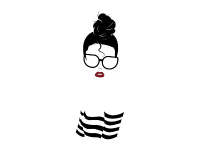 WIP: Girl, with Breton Stripes and Bun fashion illustration minimalist monochrome portrait vector