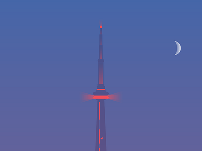 CN Tower dusk illustration landmark minimalist nighttime toronto vector