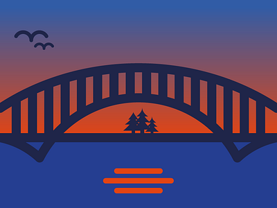 (WIP) Building Bridges autumn bridge geometric graphic design illustration label landscape minimalist packaging screenprint vector