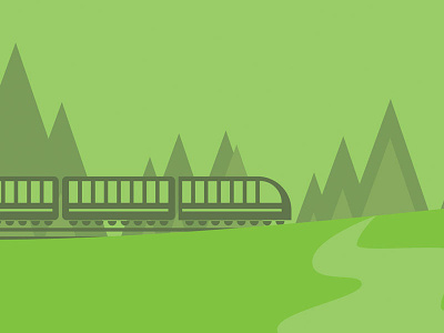 Landscape Jamming II geometric hills illustration landscape minimal park train trees vector vignettes