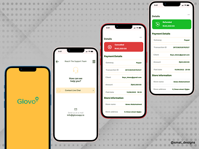 Glovo Mobile App Screens branding consistencyiskey design glovo graphic design illustration logo mobilescreen smat designs ui ux