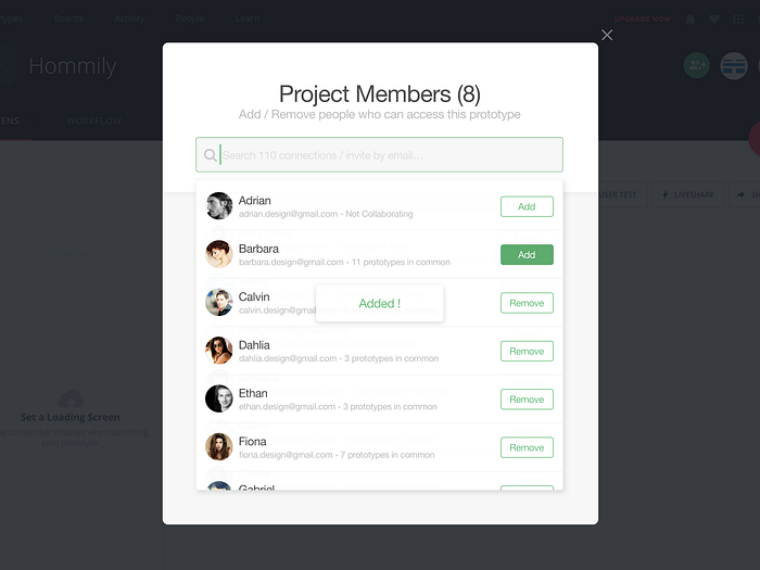 InVision - Add/Remove People by NING on Dribbble