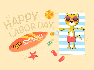 Happy Labor Day ! beach cheetah graphic design labor day newsletter relax visual design