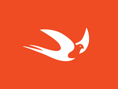 MCM Bird animal bird logo mid century modern negative space orange