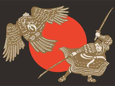 Warrior Sake Illustration folklore japan japanese sake warrior