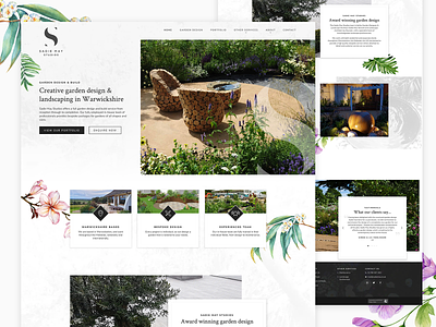 Sadie May Studios homepage design branding design gardenscapes homepage design illustration navigation web design