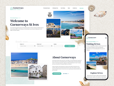Cornerways Guest House - homepage and mobile design branding homepage design illustration travel ux web design
