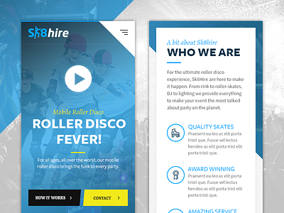 Skating website mobile design