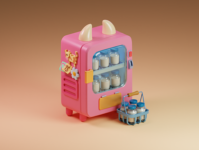 Milk Refrigerator 3dart 3dprops blender3d casualgame cute gameprops graphic design