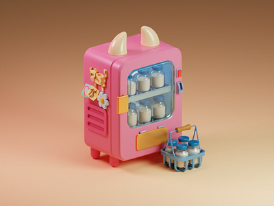 Milk Refrigerator 3dart 3dprops blender3d casualgame cute gameprops graphic design