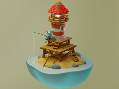 Fishy is the keeper of the lighthouse.