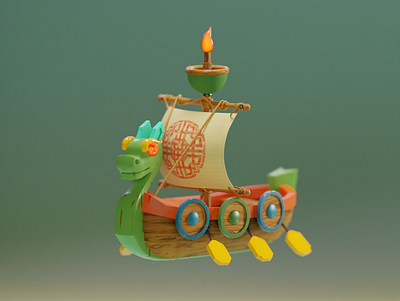 Viking boat. 3dart 3dartist 3dprops blender3d casualgame cute game gameprops illustration viking