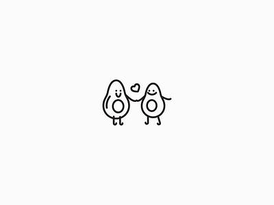 Avocado Icon avocado couple cute food fruit happiness heart icon illustration kawaii lined love minimal minimalist modern outline simple thin line together vector