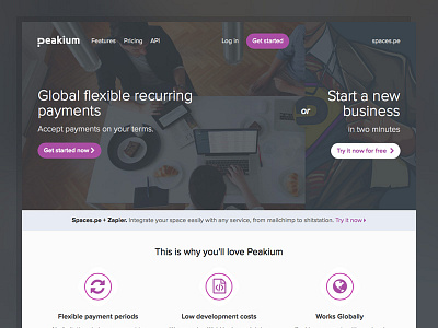 Peakium - WIP billing dark header landingpage payment recurring subscription