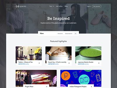 Be Inspired - Spaces header marketplace products