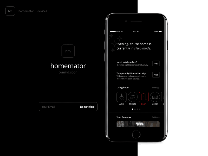 wip: homemator - intelligent home automatization app automatization home homekit ios landing page