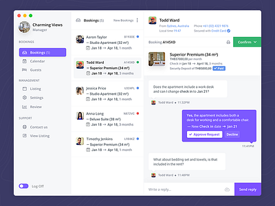 WIP: Hotel Management admin app backend booking chat hotel interface ipad management mobile ui ux
