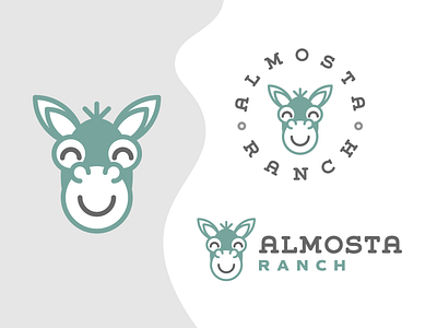 Almosta Ranch | Alternate Set animal logo brand identity branding clean donkey farm flat flat design fun geometric isometric kids illustration logo logo design mascot minimal modern playful ranch simple