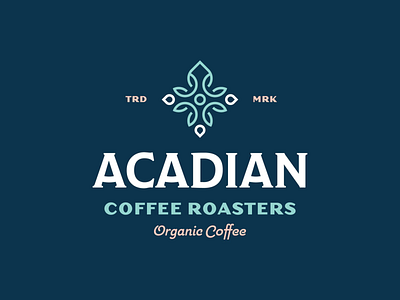 Acadian Coffee Roaster arabica branding coffee coffee bean flat design geometric logo logo design minimal monoline organic rebrand retro wellness