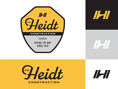 R.E. Heidt Construction asphalt branding construction flat design geometric h logo logo design minimal monogram movement pavement road street striping