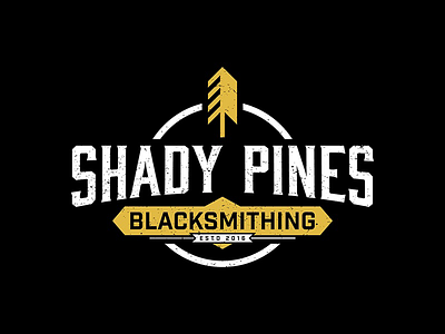 Shady Pines Blacksmithing badge blacksmith blacksmithing iron metal pine tree vintage weathered